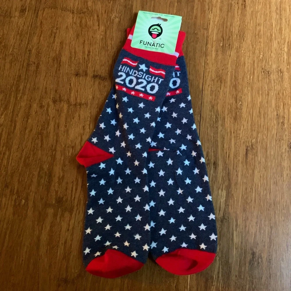 🌟FREE🌟NWT Novelty American Election Crew Socks Red/White/Blue Stars Unisex OS
